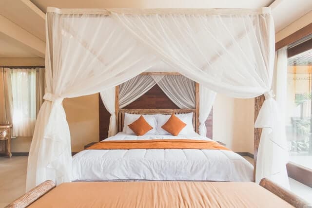 Bedroom headboard wall and lighting detail
