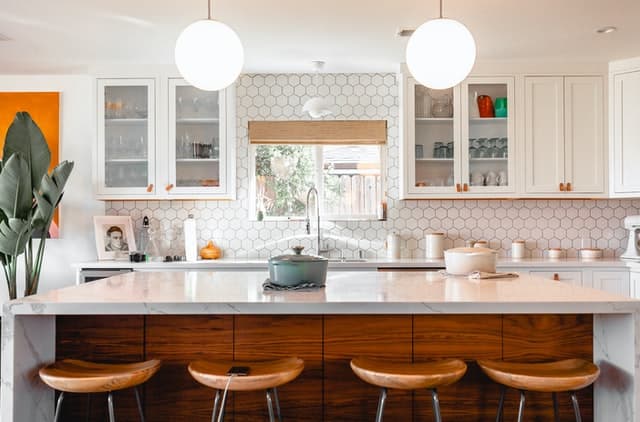 Kitchen interior with integrated appliances